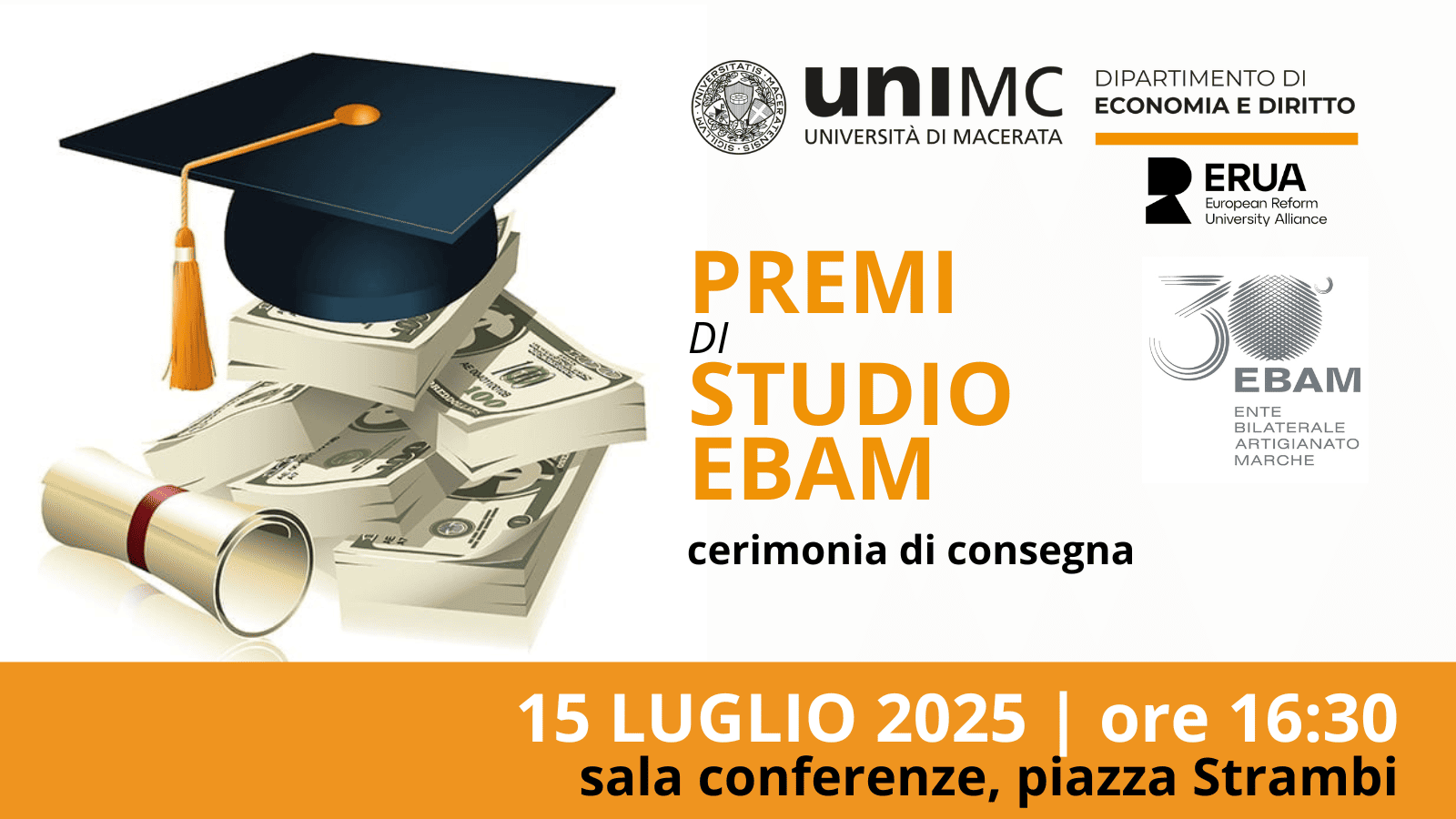 Premi EBAM: cerimonia di consegna il 15 luglio 2025