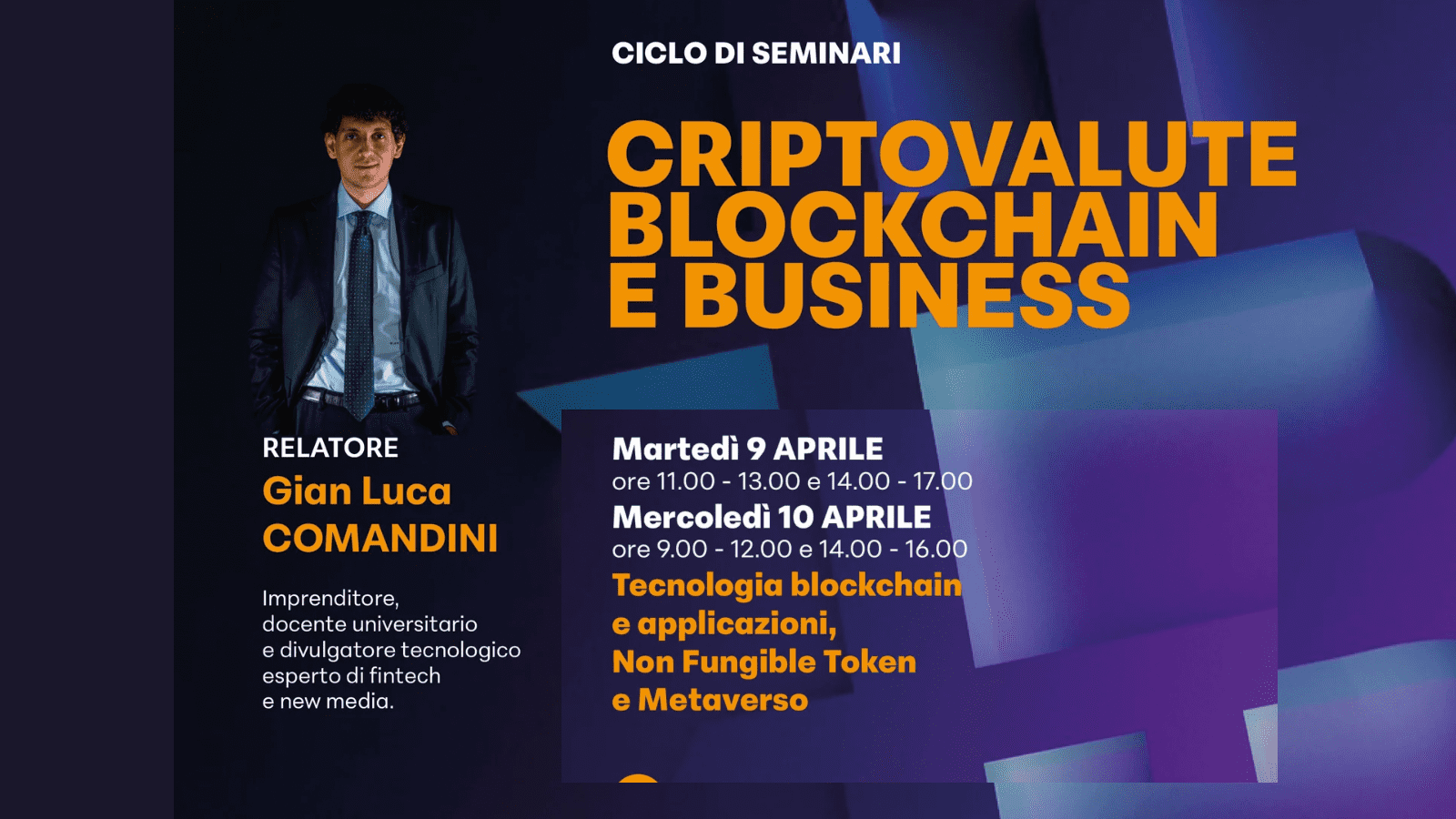 CRIPTOVALUTE, BLOCKCHAIN E BUSINESS [sessione mattutina]